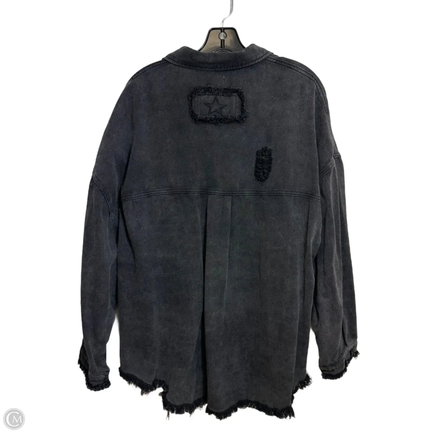 Jacket Shirt By Pol In Grey, Size: M