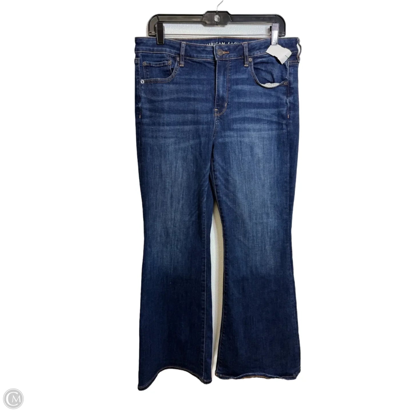 Low rise Jeans Flared By American Eagle In Blue Denim, Size: 12