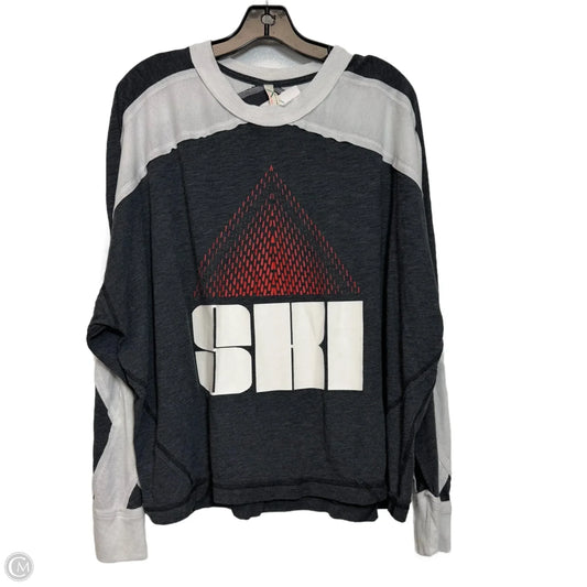Top Long Sleeve By Free People In Grey & White, Size: M