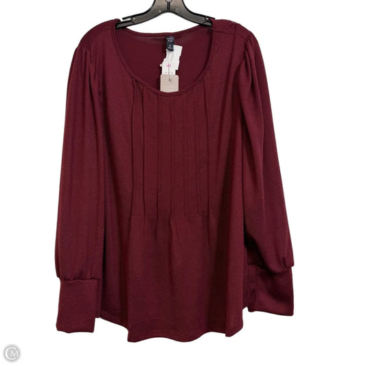 Top Long Sleeve By Clothes Mentor In Red, Size: 2x