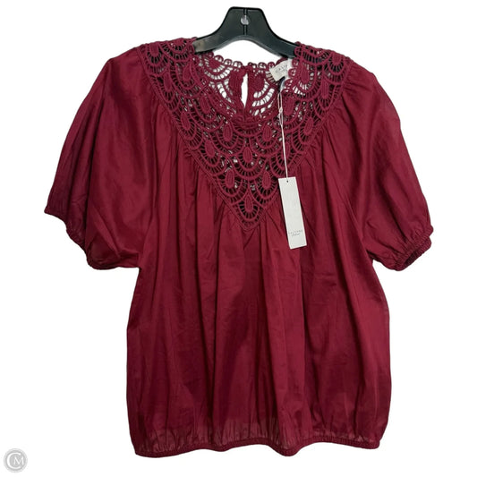 Top Short Sleeve By Calypso St Barth In Maroon, Size: Xl