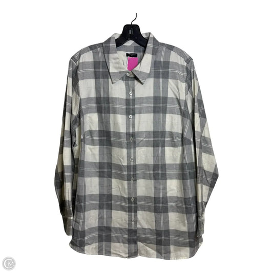Top Long Sleeve By Talbots In Plaid Pattern, Size: 1x