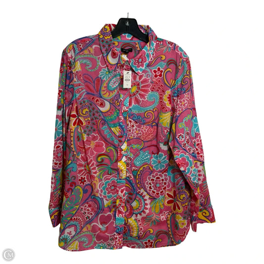 Top Long Sleeve By Talbots In Pink, Size: 1x