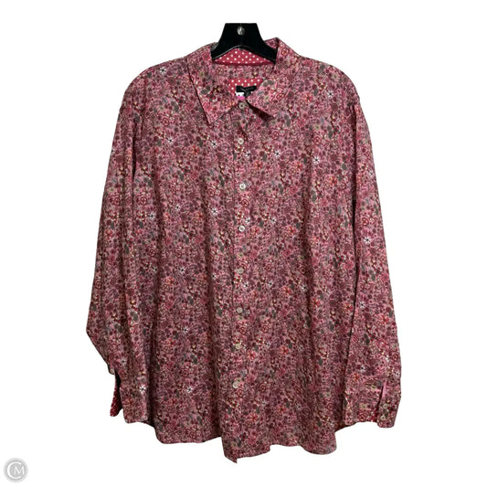 Top Long Sleeve By Talbots In Pink, Size: 2x