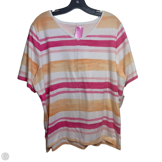 Top Short Sleeve By Talbots In Striped Pattern, Size: 2x