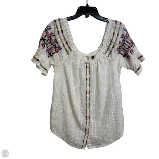Top Short Sleeve By Anthropologie In White, Size: Xs