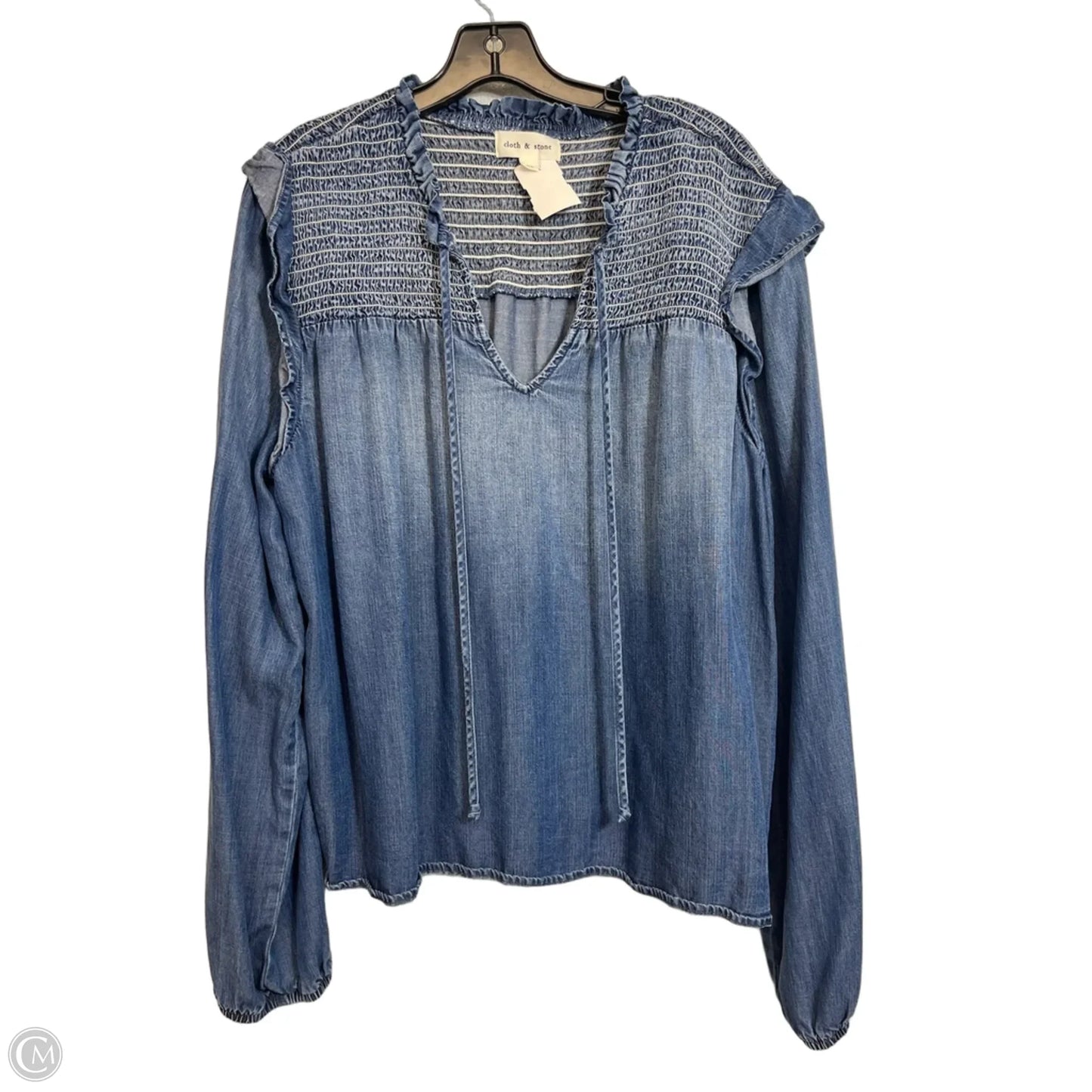 Top Long Sleeve By Cloth & Stone In Blue Denim, Size: Xl