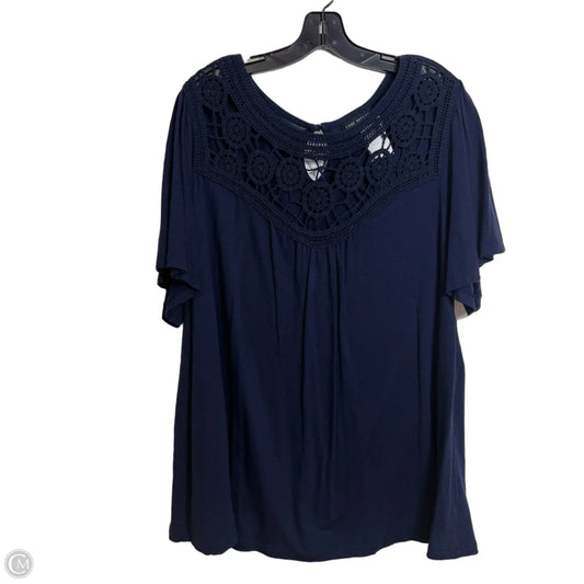 Top Short Sleeve By Lane Bryant In Navy, Size: 2x