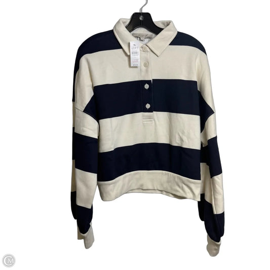 Top Long Sleeve By Loft In Blue & Cream, Size: L