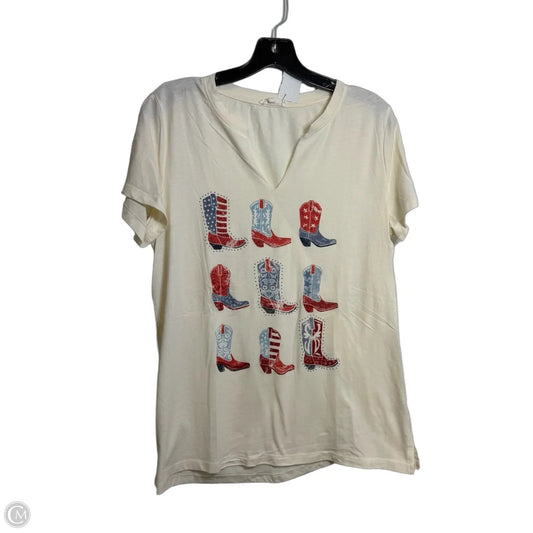 Top Short Sleeve By Maurices In Cream, Size: L