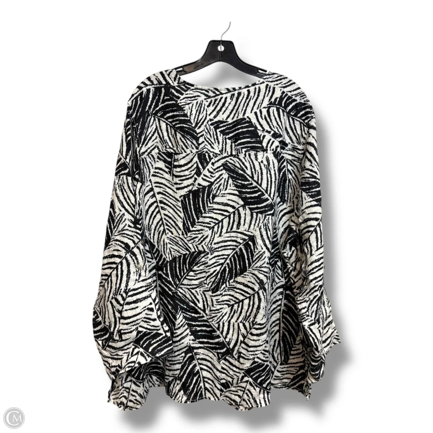 Top 3/4 Sleeve By Cynthia Rowley In Black & White, Size: Xl