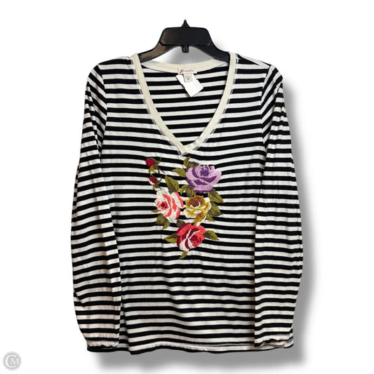 Top Long Sleeve By Boston Proper In Striped Pattern, Size: L