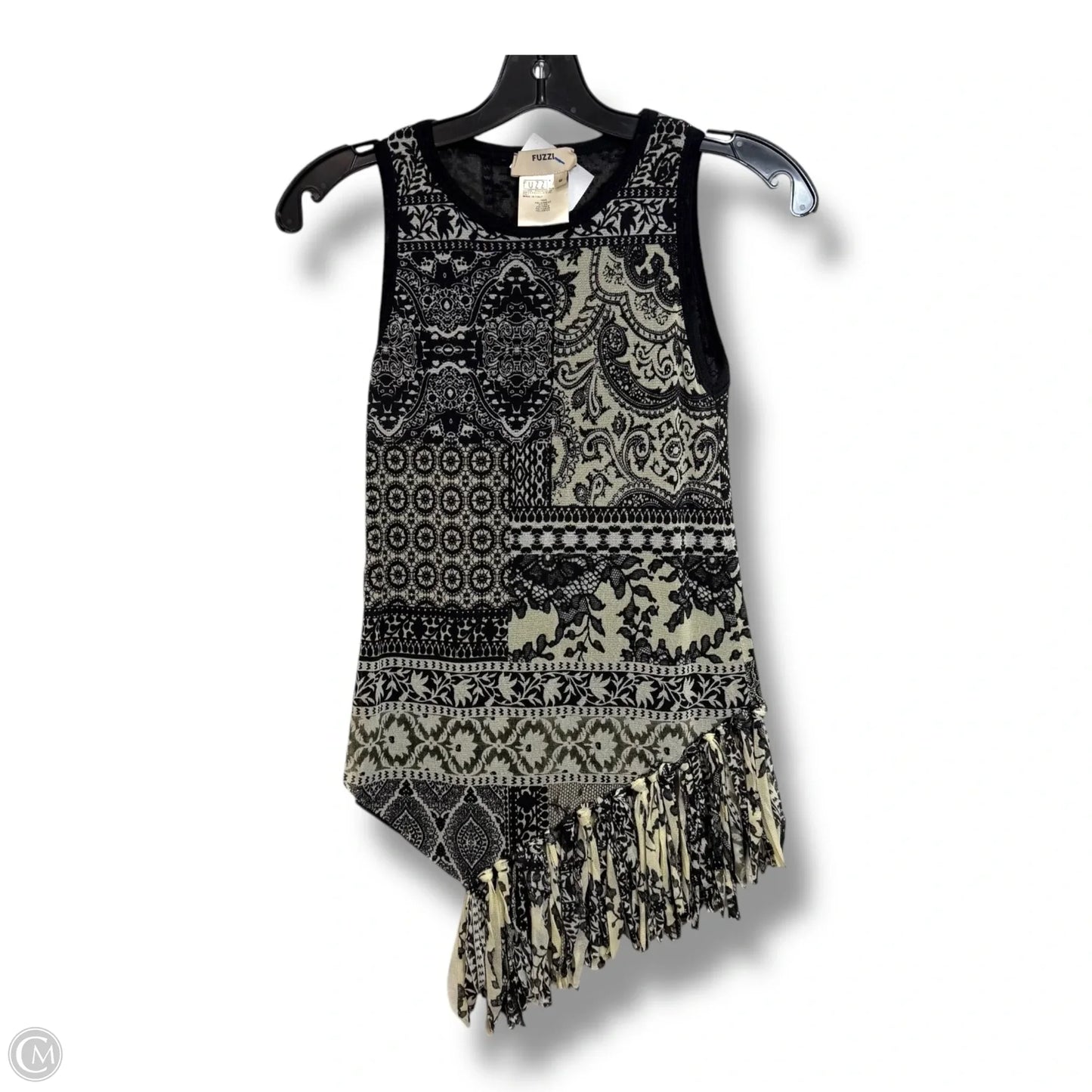 Top Sleeveless By FUZZI In Black & Gold, Size: S YK2