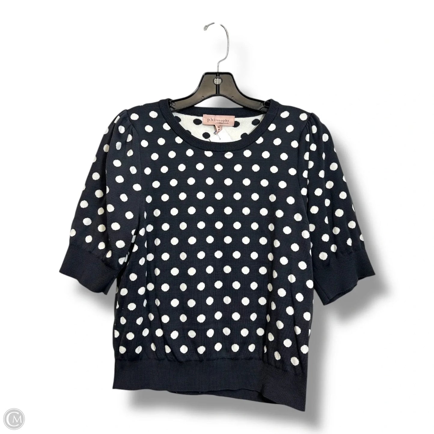 Top Short Sleeve By Philosophy In Polkadot Pattern, Size: M