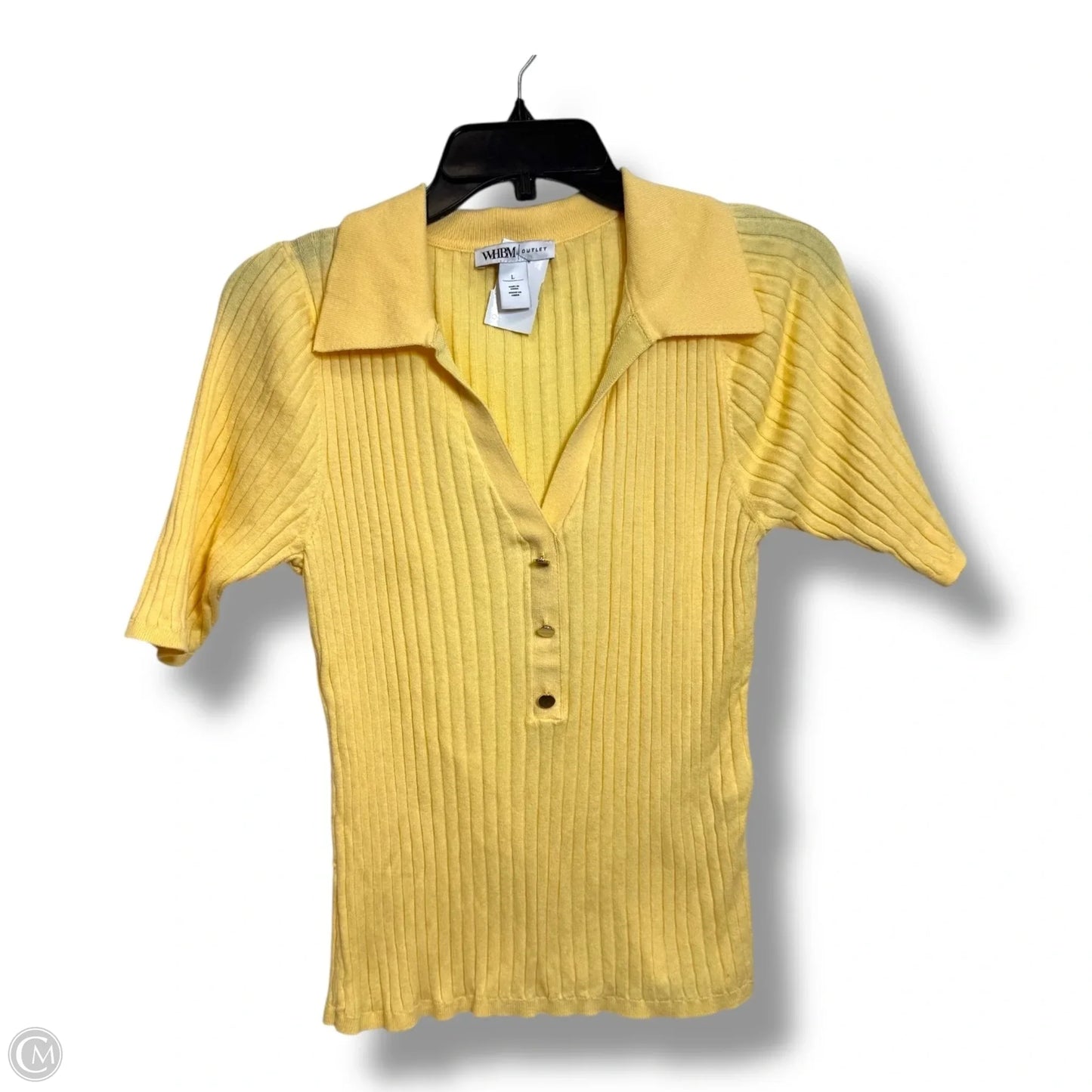 Top Short Sleeve By White House Black Market In Yellow, Size: L