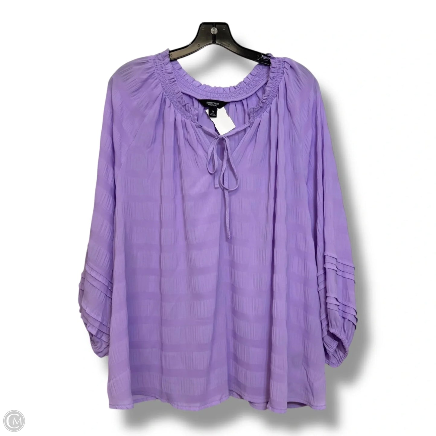 Top 3/4 Sleeve By Simply Vera In Purple, Size: 1x