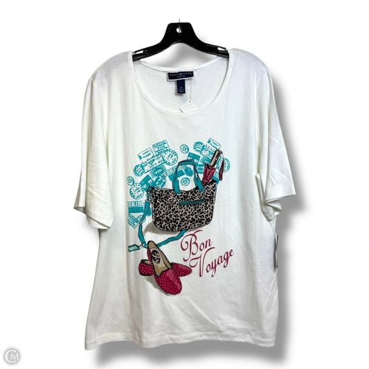 Top Short Sleeve By Karen Scott In White, Size: 2x