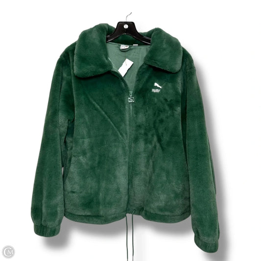 Athletic Jacket By Puma In Green, Size: M