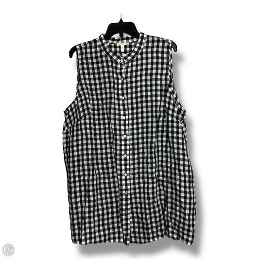 Top Sleeveless By Eileen Fisher In Plaid Pattern, Size: 1x