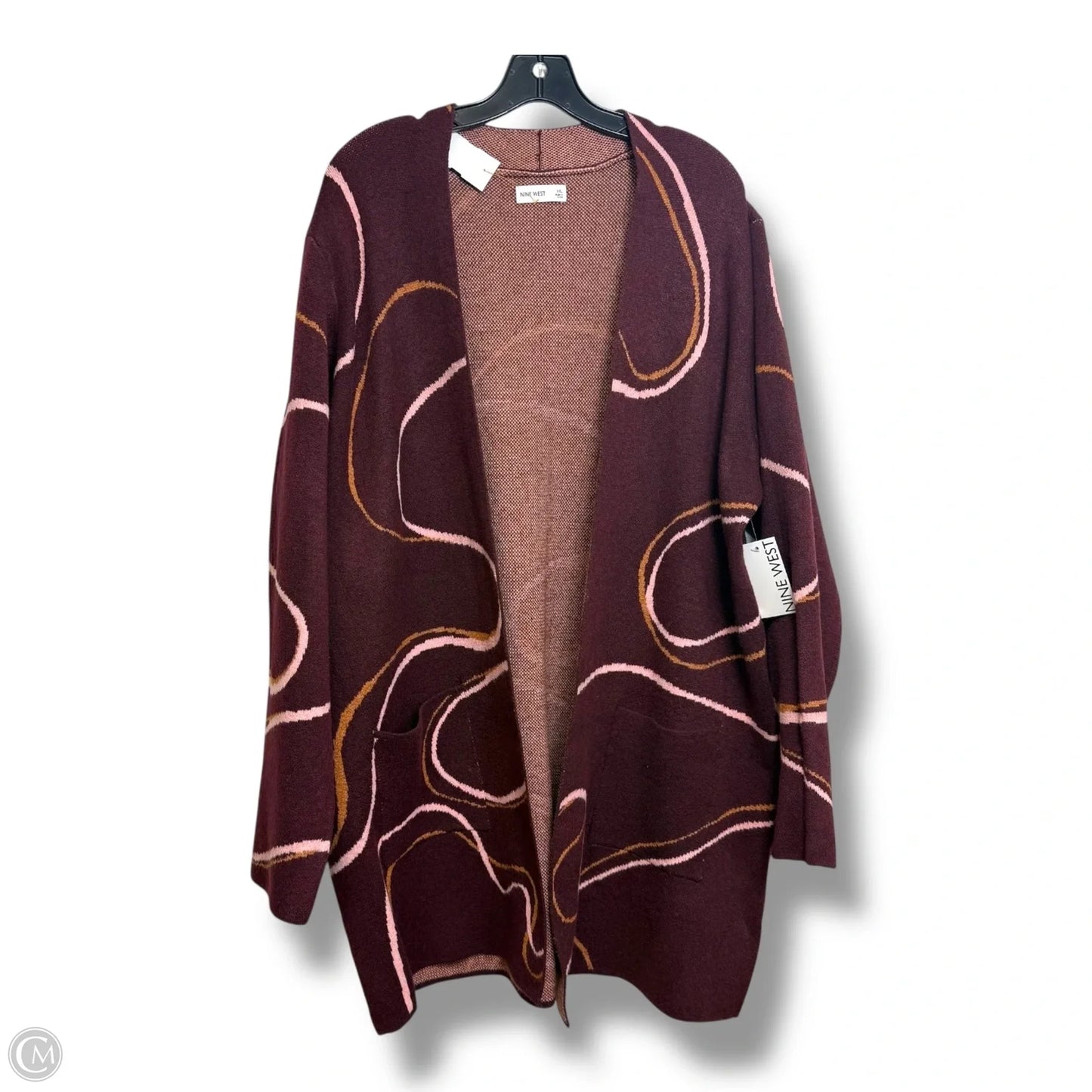 Cardigan By Nine West In Maroon, Size: Xxl
