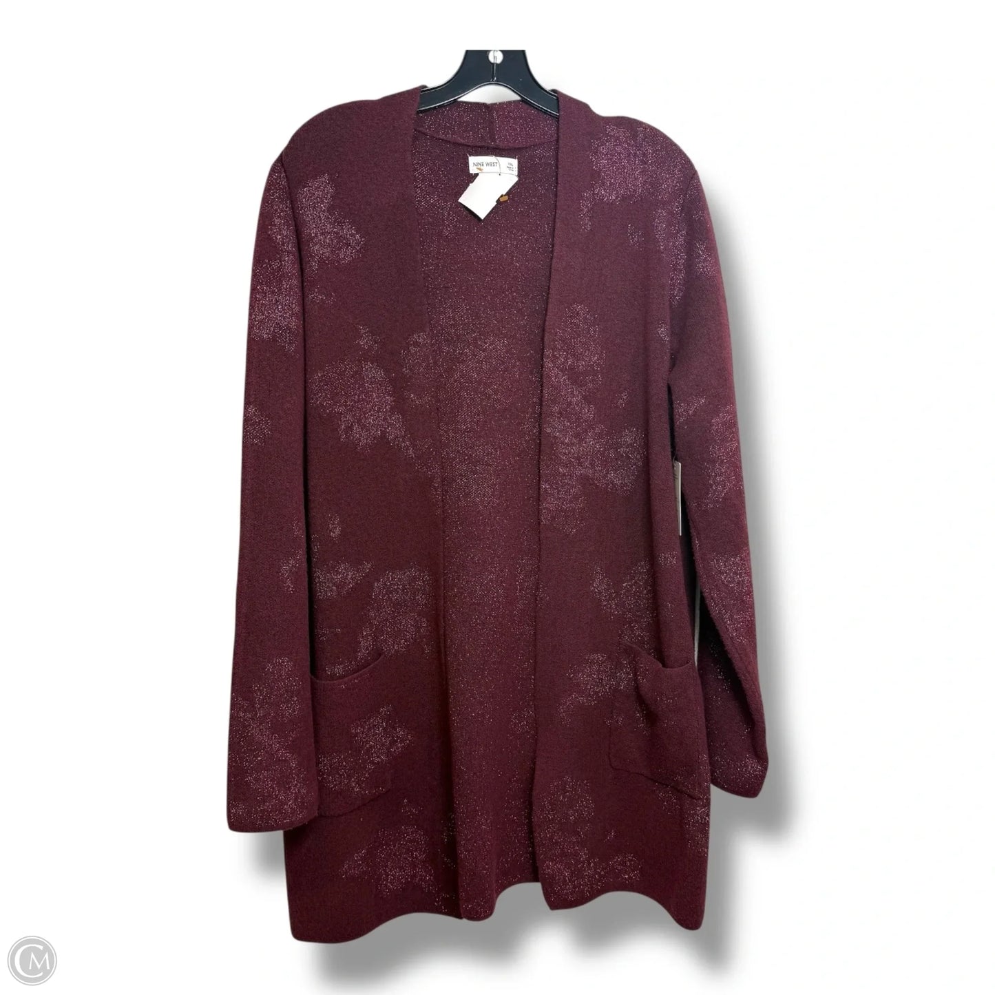 Cardigan By Nine West In Maroon, Size: Xxl
