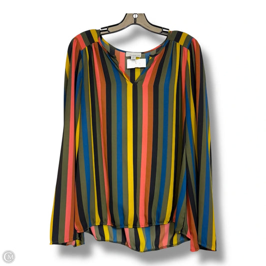 Blouse Long Sleeve By Allison Joy In Striped Pattern, Size: M