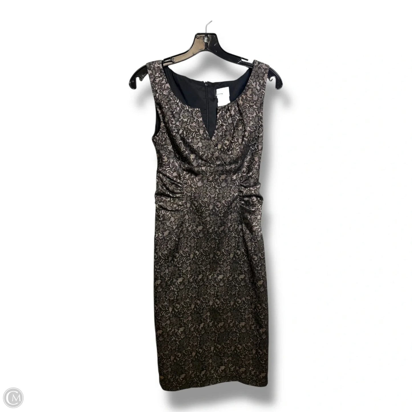 Dress Party Midi By Adrianna Papell In Black & Gold, Size: 8