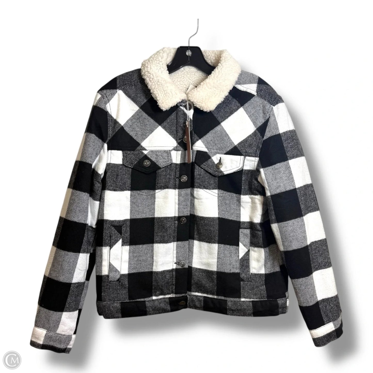Jacket Faux Fur & Sherpa By Love Tree In Plaid Pattern, Size: M