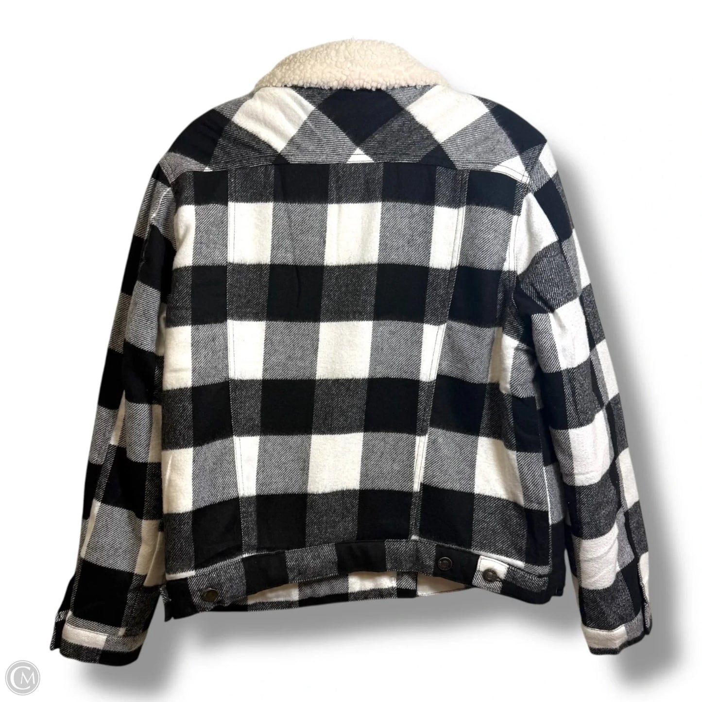 Jacket Faux Fur & Sherpa By Love Tree In Plaid Pattern, Size: M