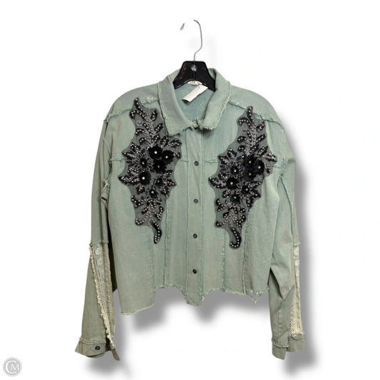 Blouse Long Sleeve By Pol In Green, Size: S
