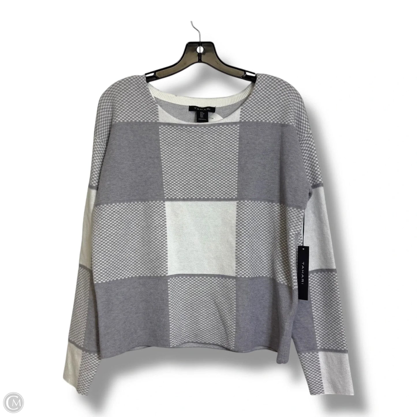 Sweater By Tahari In Grey & White, Size: S