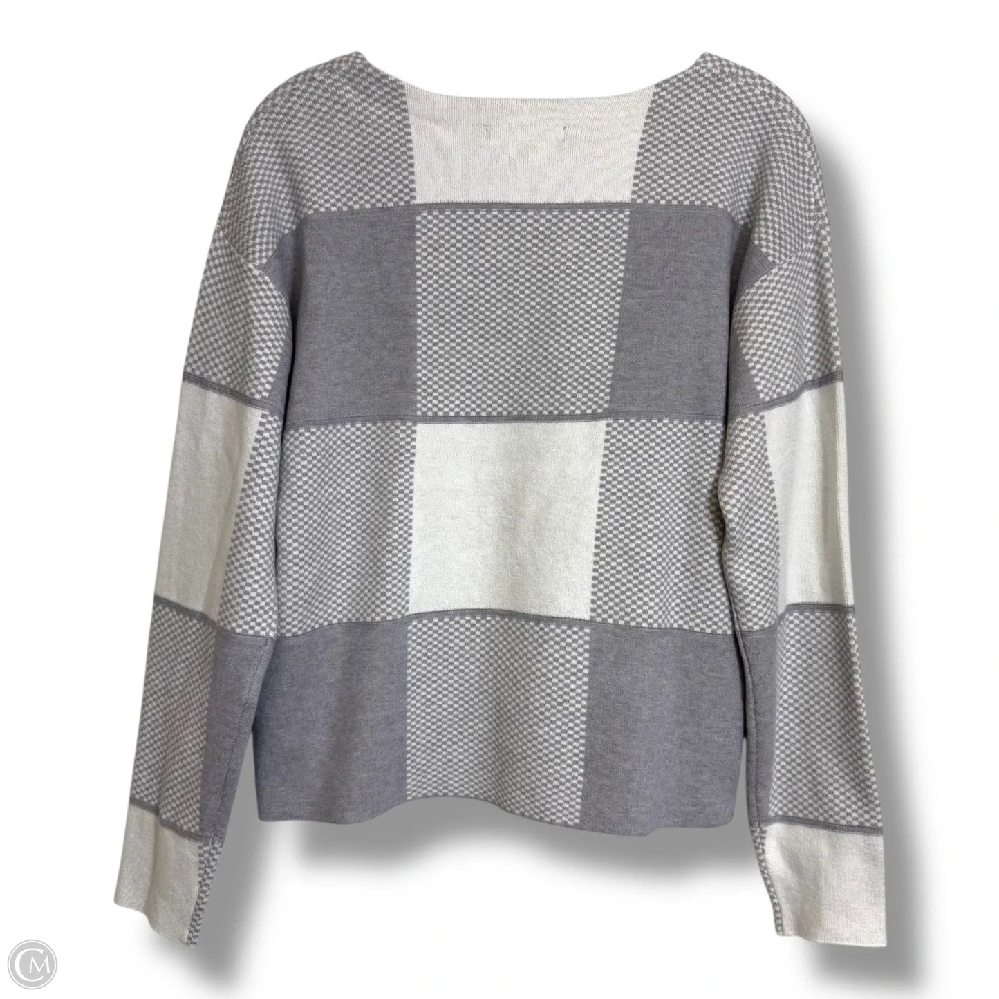 Sweater By Tahari In Grey & White, Size: S