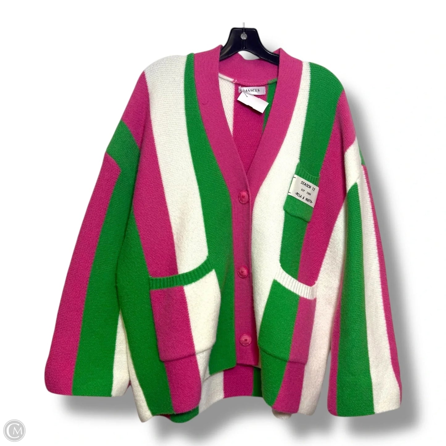 Cardigan By Clothes Mentor In Striped Pattern, Size: Xxl