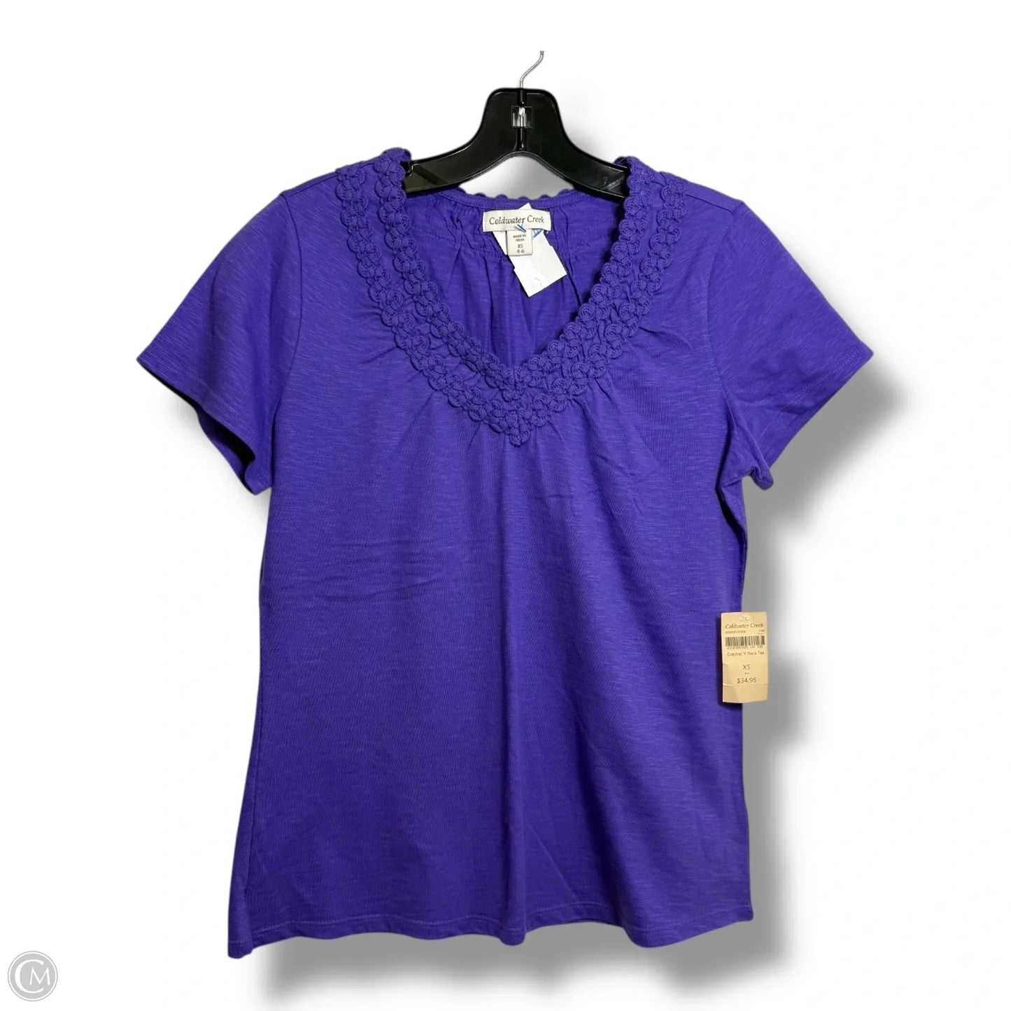 Top Short Sleeve Basic By Coldwater Creek In Purple, Size: Xs