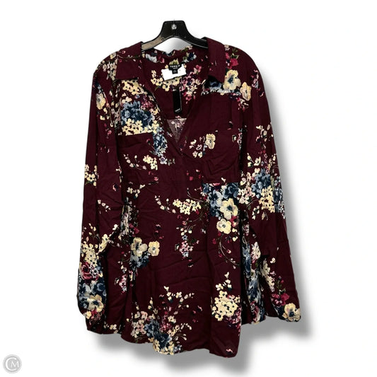 Top Long Sleeve Basic By Torrid In Maroon, Size: 4x