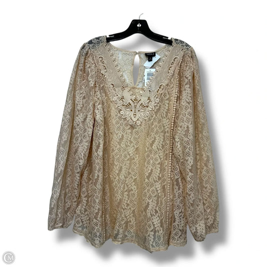 Top Long Sleeve Basic By Torrid In Cream, Size: 3x