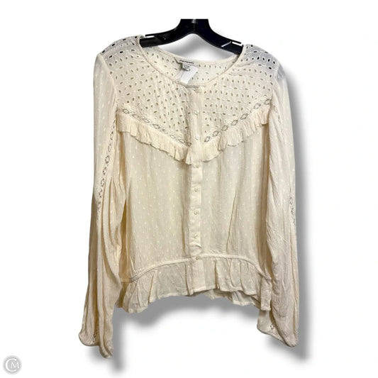 Top Long Sleeve Basic By American Eagle In Cream, Size: Xl