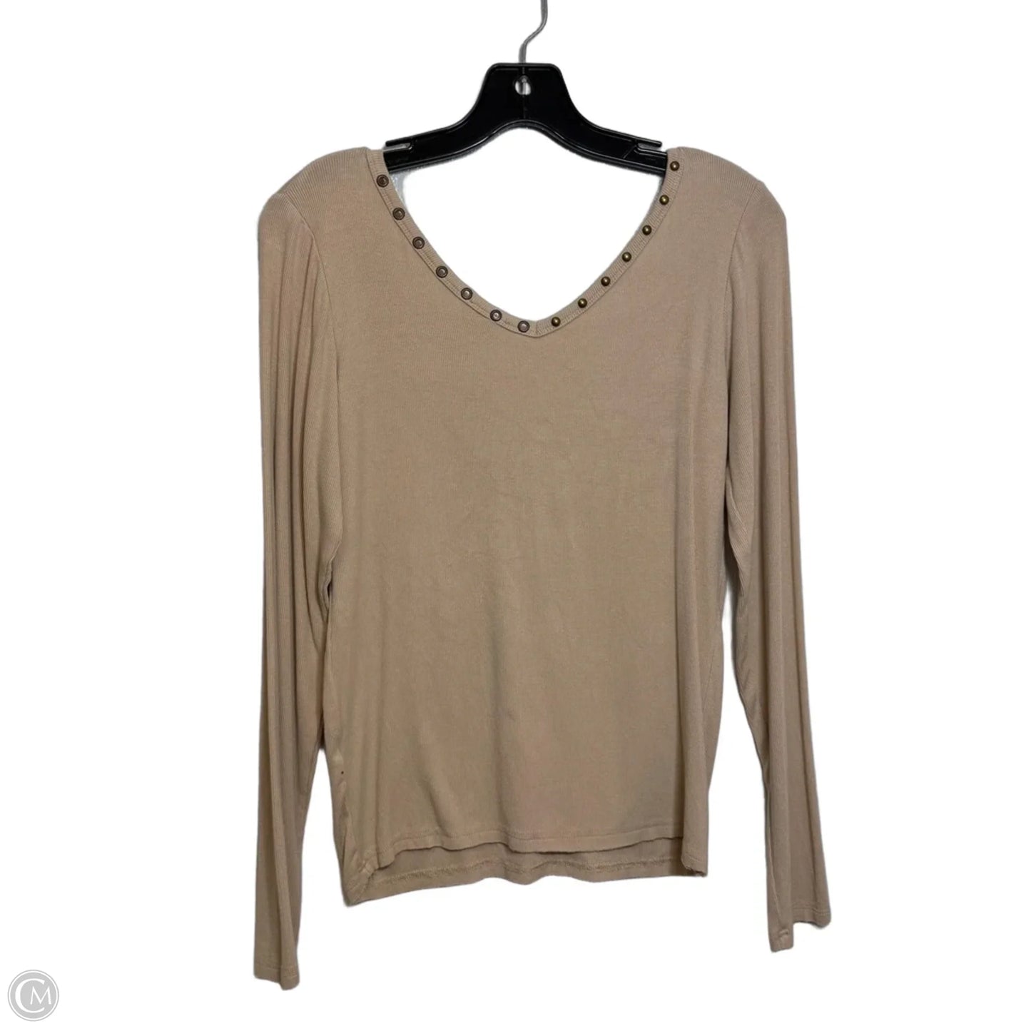 Top Long Sleeve Basic By Pol In Tan, Size: M