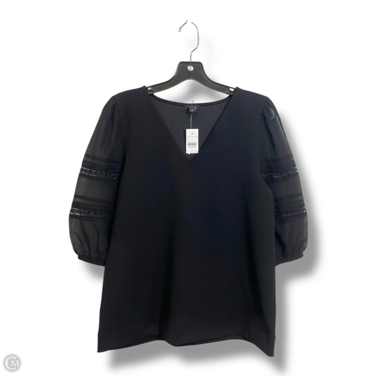 Top Short Sleeve By Ann Taylor In Black, Size: S