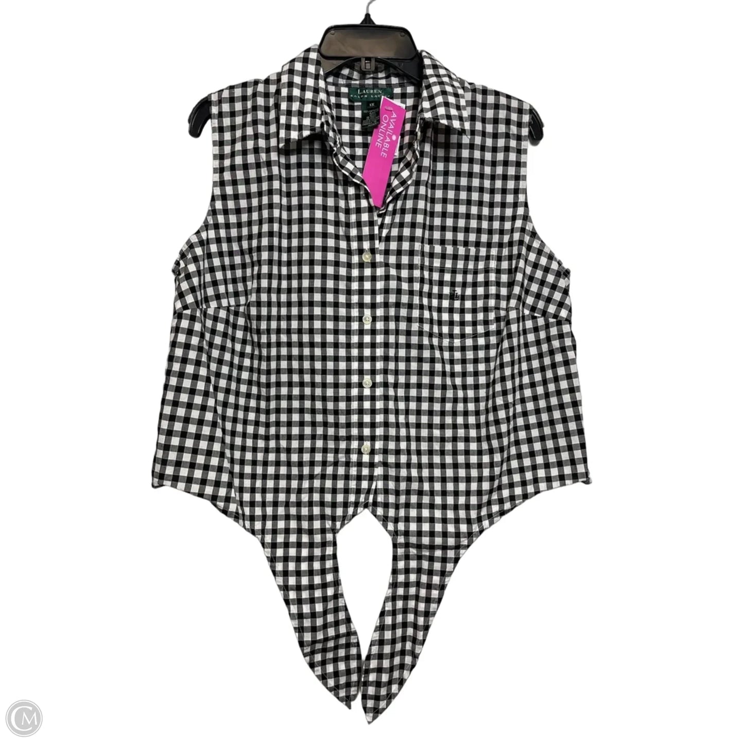 Top Sleeveless Basic By Lauren By Ralph Lauren In Black & White, Size: 1x