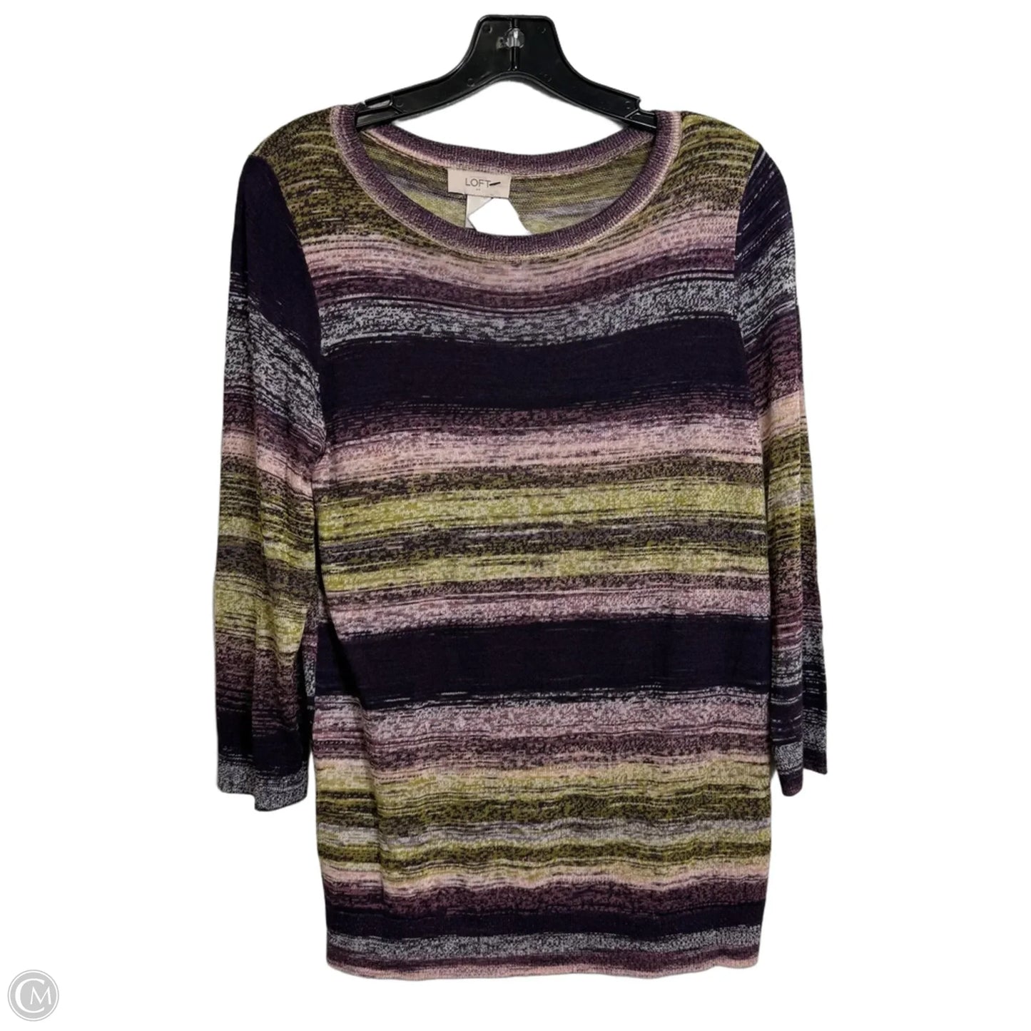 Top Long Sleeve Basic By Loft In Green & Purple, Size: L