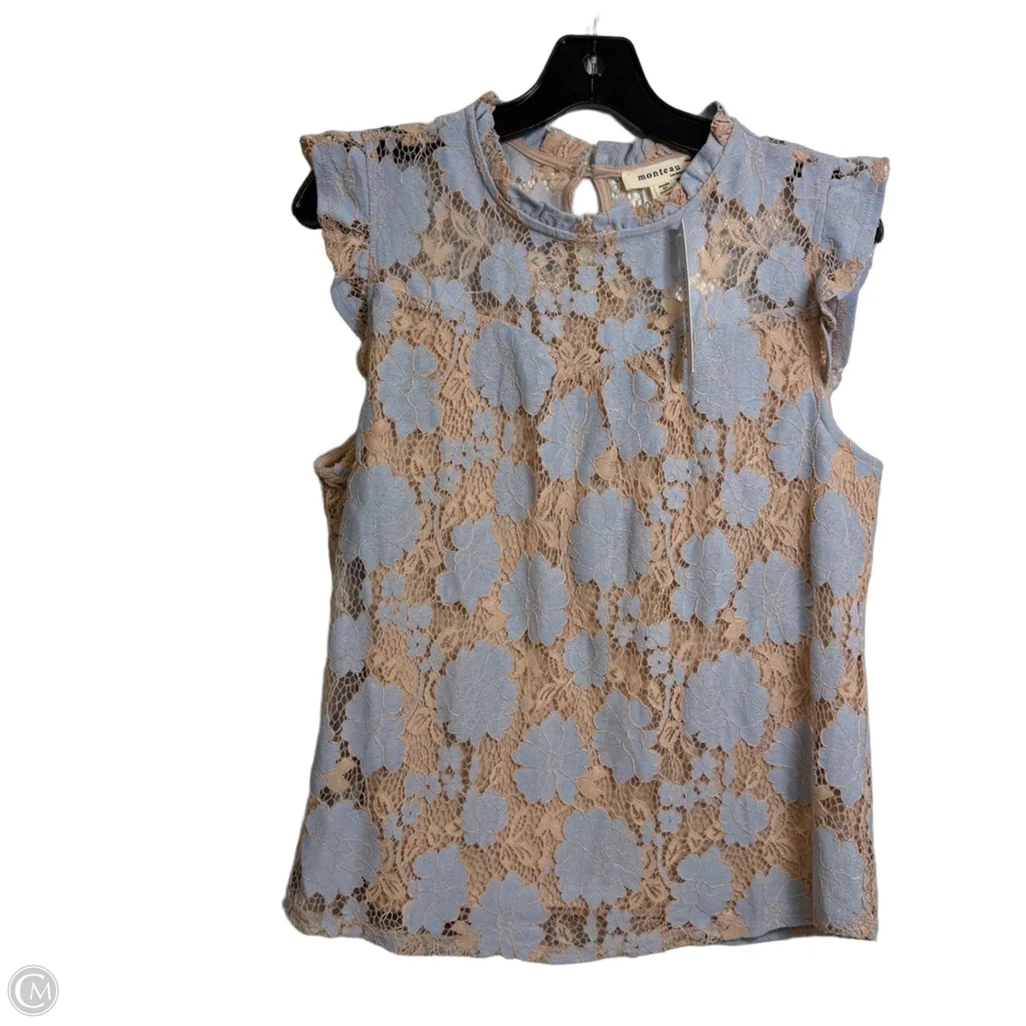 Top Sleeveless Basic By Monteau In Blue & Tan, Size: Xl