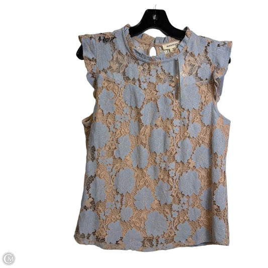 Top Sleeveless Basic By Monteau In Blue & Tan, Size: Xl