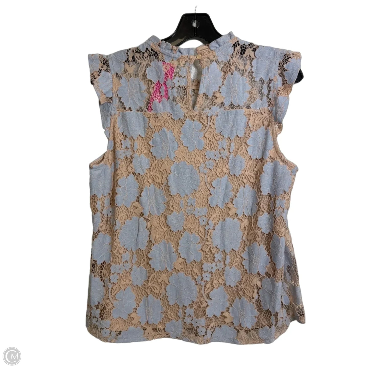 Top Sleeveless Basic By Monteau In Blue & Tan, Size: Xl