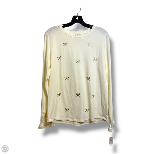 Top Long Sleeve By Talbots In White, Size: M