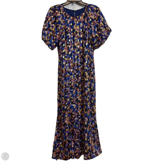 Dress Casual Maxi By Maggy London In Blue & Gold, Size: 12