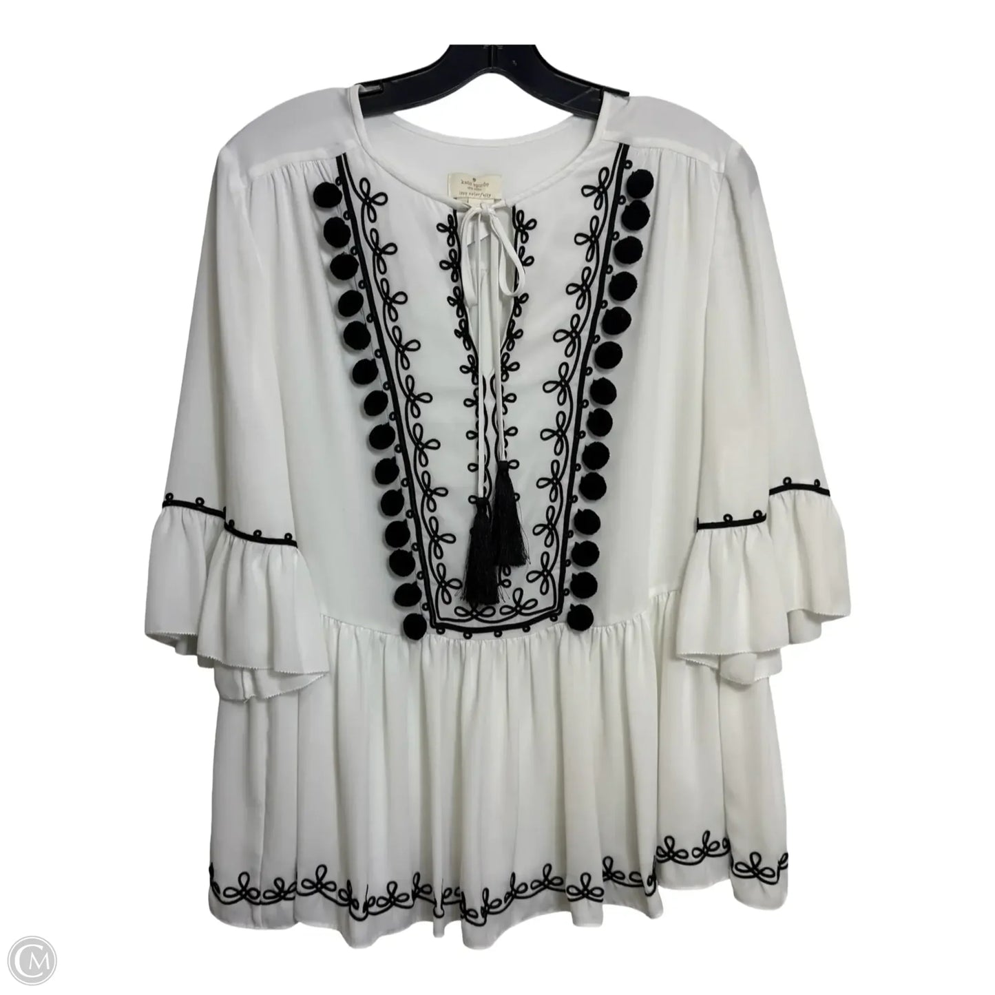 Top Short Sleeve Designer By Kate Spade In White, Size: L
