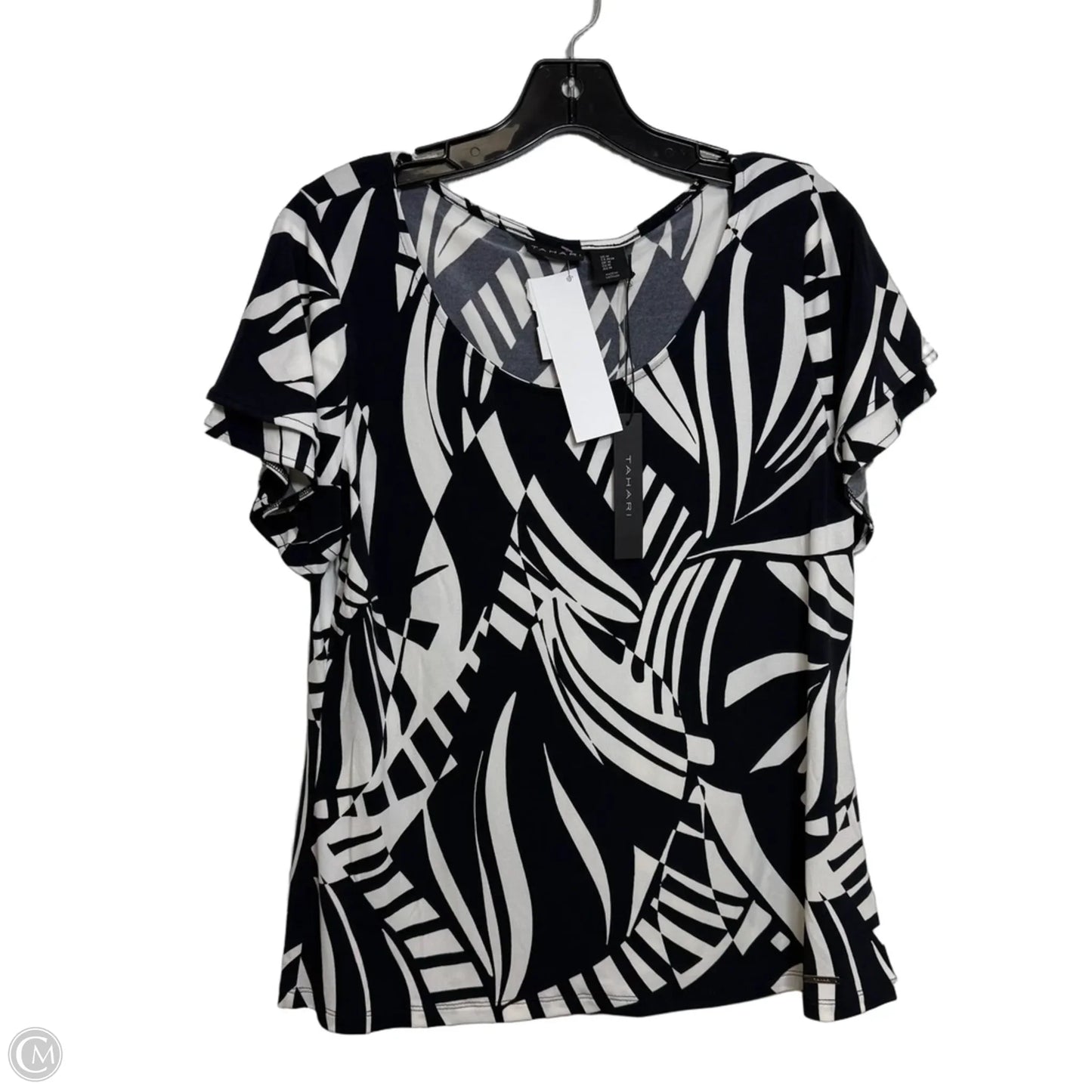 Top Short Sleeve By Tahari In Black & White, Size: M