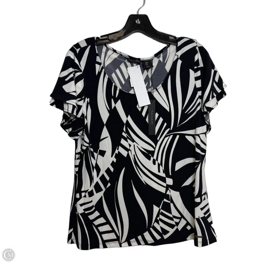 Top Short Sleeve By Tahari In Black & White, Size: M