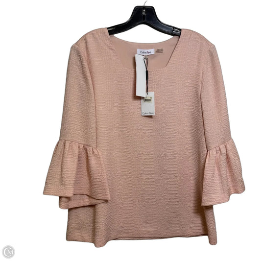 Top Long Sleeve By Calvin Klein In Peach, Size: S